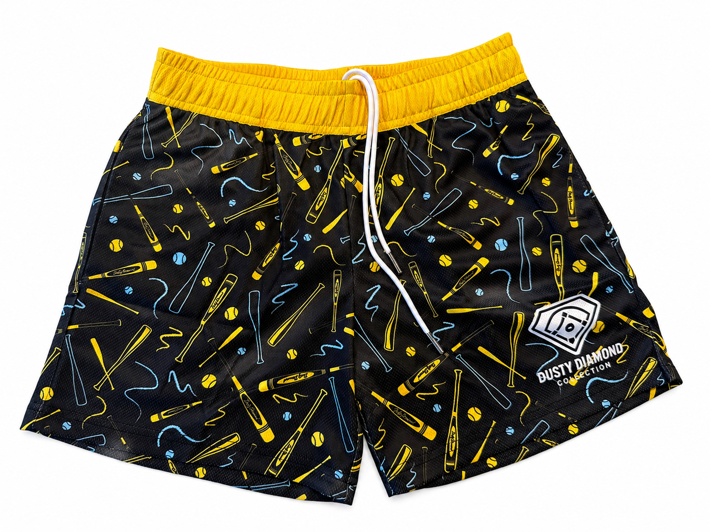 Yellow & Blue Crayon Bat Shorts