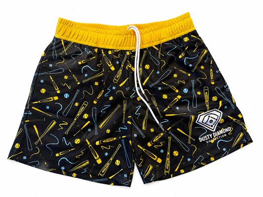 Yellow & Blue Crayon Bat Shorts